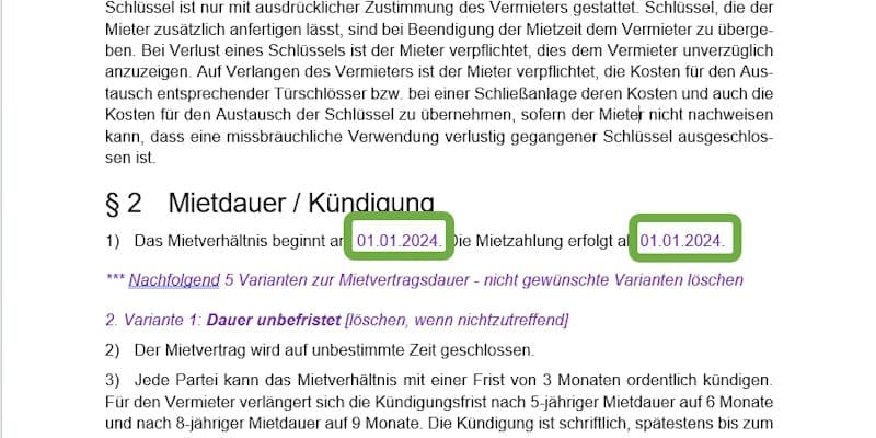 Anleitung Mietbeginn - Beginn Mietzahlung