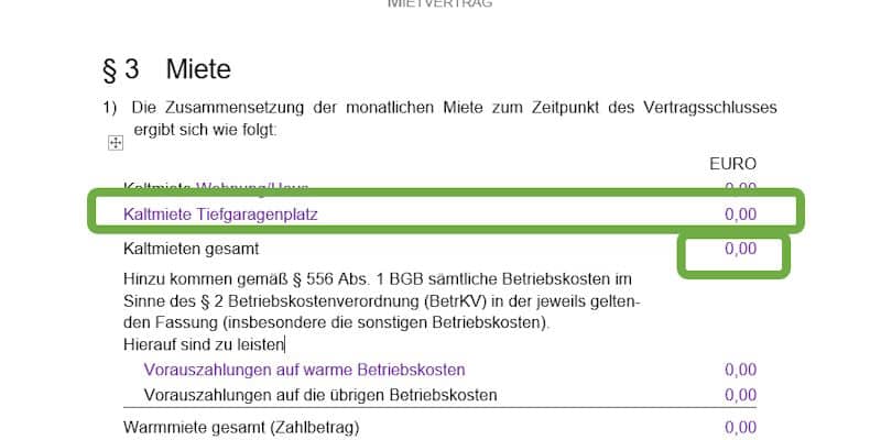 Kaltmiete Garage Stellplätze