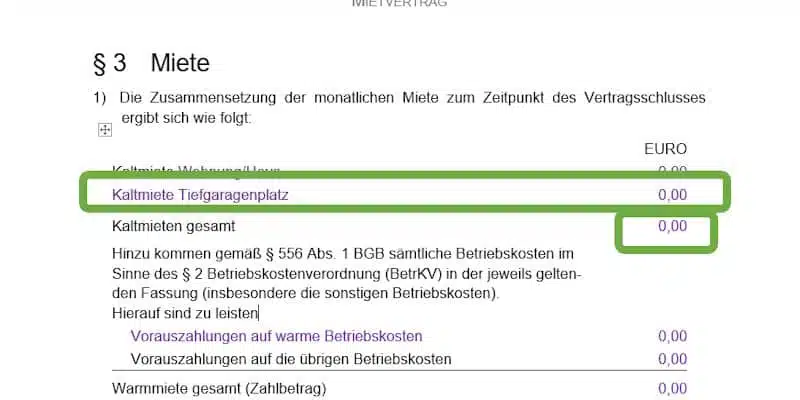 Kaltmiete Garage Stellplätze