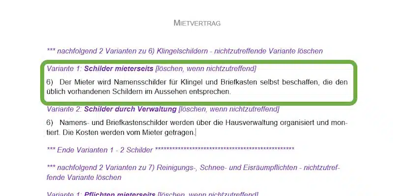 Variante 1 Klingelschilder